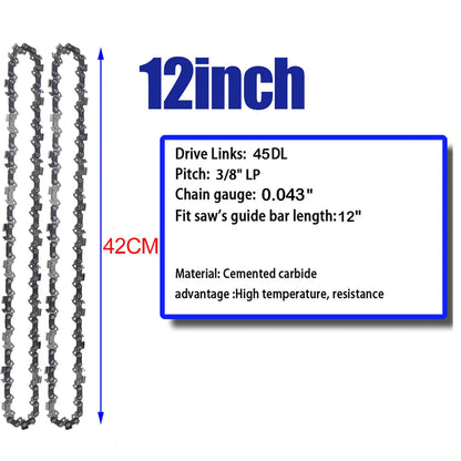 12 Inch Chainsaw Chain 3/8" LP Pitch .043'' Gauge 45 Drive Links Fits For DeWalt DCCS620P1 Ryobi, Craftsman, Makita and More - ShoreCo.Shop