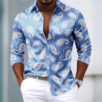 Men's Paisley Floral Print Shirt Fashionable Retro Casual Comfortable Soft Top for Social Party Holiday Clothing    Home Decor Supply | Online Retail | ShoreShopper.com