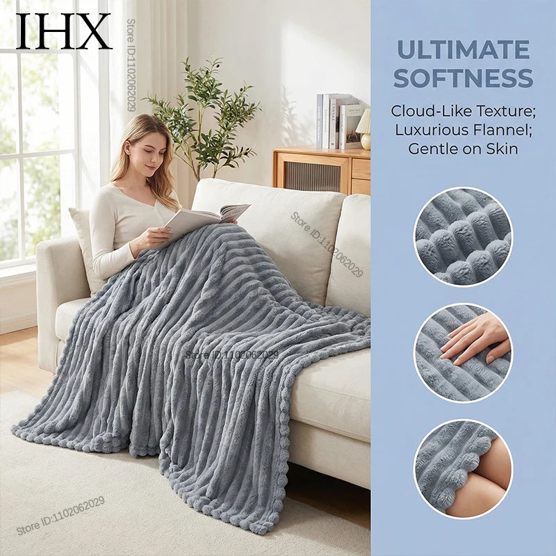IHX Solid Color Imitation Rabbit Plush Milk Plush Thickened Thermal Leisure Home Blanket Office Nap Blanket, Custom Blanket Size    Your Coastal Marketplace | Shoreshopper.com