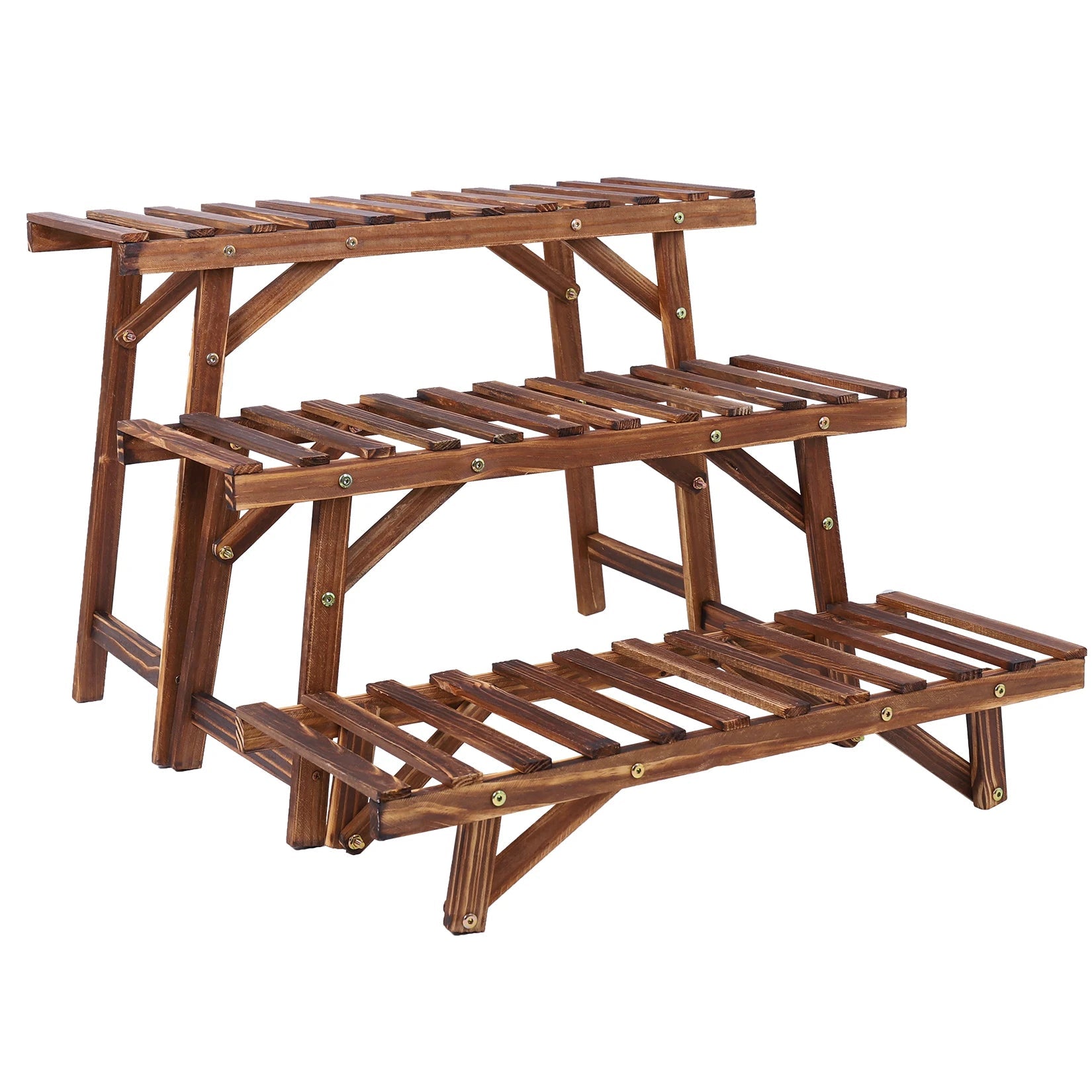 3 Tier Wood Ladder Shelf Corner Plant Stand Indoor Outdoor Flower Pot Rack    Home Decor Supply | Online Retail | ShoreShopper.com