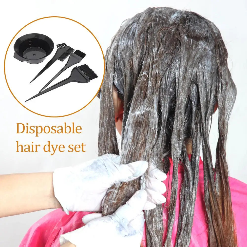 4Pcs Home Salon Hair Dyeing Brush Set Hair Dyeing Cream Bowl Coloring Brush Comb Kits Hair Tint Applicator Barber Styling Tool - ShoreCo.Shop