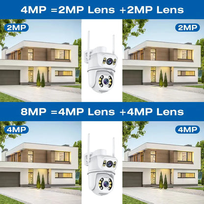 8MP 4K Dual Lens Wifi Camera Ai Auto Tracking Waterproof Security CCTV Video Surveillance Camera Police Light Alarm IP Camera - ShoreCo.Shop