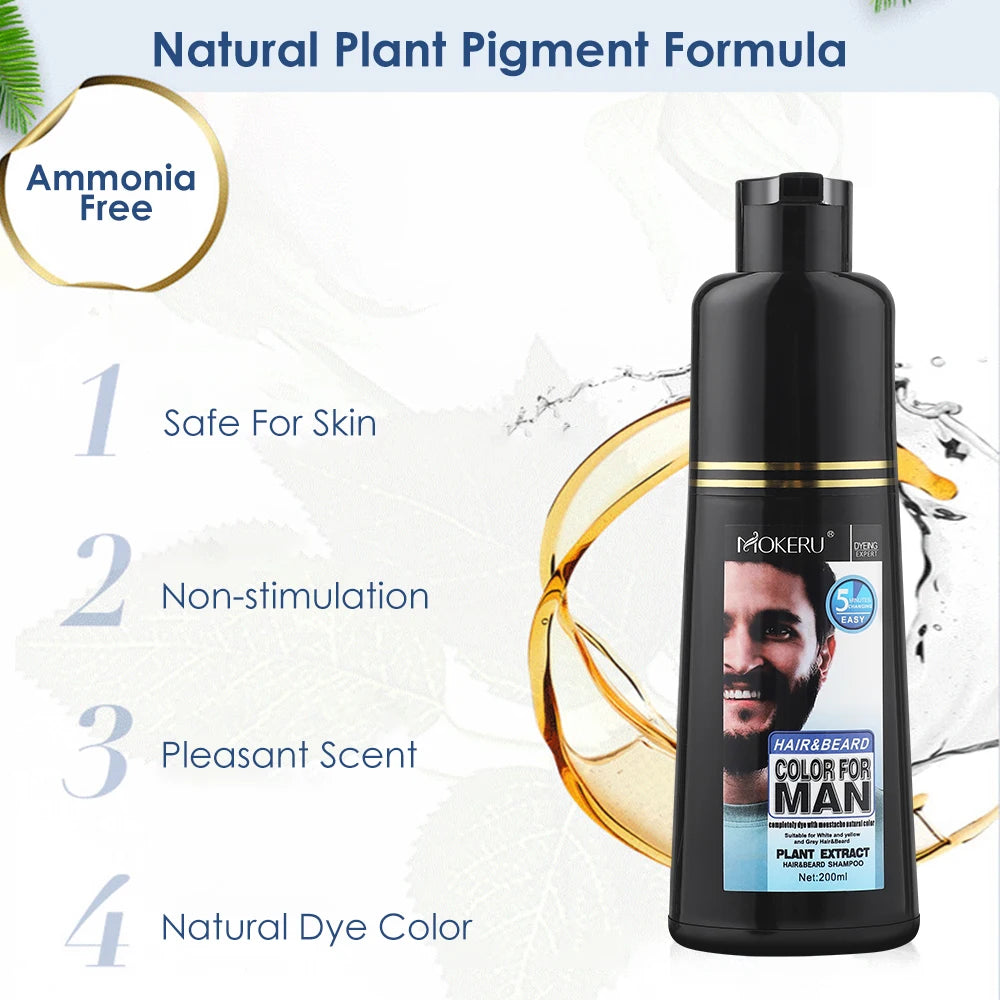 Natural Permanent Beard Dye Shampoo Repair White Grey Hair Removal Instant Mustache Dying Blacking Fast Beard Coloring for Men - ShoreCo.Shop