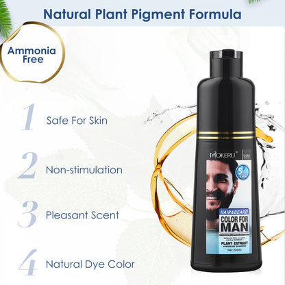 Natural Permanent Beard Dye Shampoo Repair White Grey Hair Removal Instant Mustache Dying Blacking Fast Beard Coloring for Men - ShoreCo.Shop