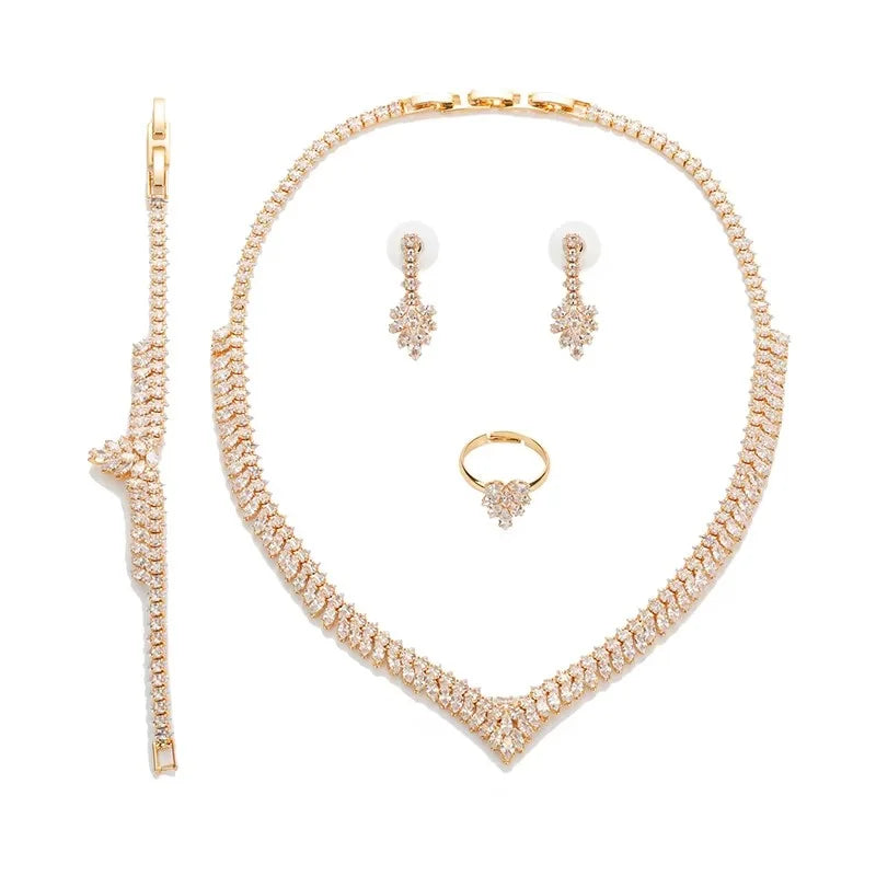 Jewelry Set HADIYANA Gorgeous Women Wedding Got Engaged Party Bridal Necklace Earrings Ring And Bracelet Set BN7840 Accessories    Home Decor Supply | Online Retail | ShoreShopper.com
