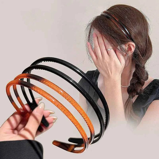 2PC Simple with toothed anti slip Headwear Elegant Headband for Women Men Girls Vintage Hairband Hoop Korean Hair Accessories