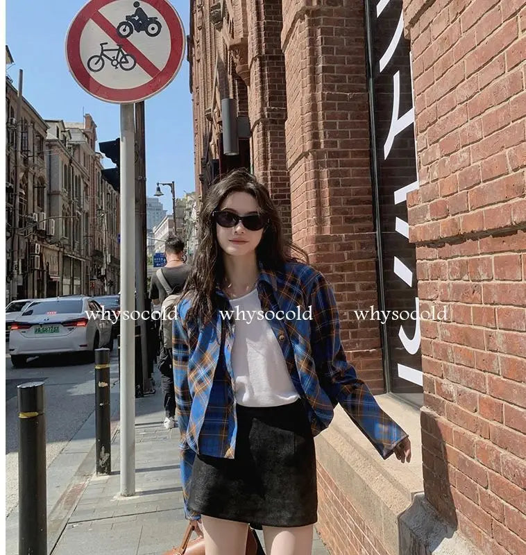 Checkered shirt women's 2024 spring new design sense niche French chic long sleeved shirt  retro top  womens tops    Home Decor Supply | Online Retail | ShoreShopper.com