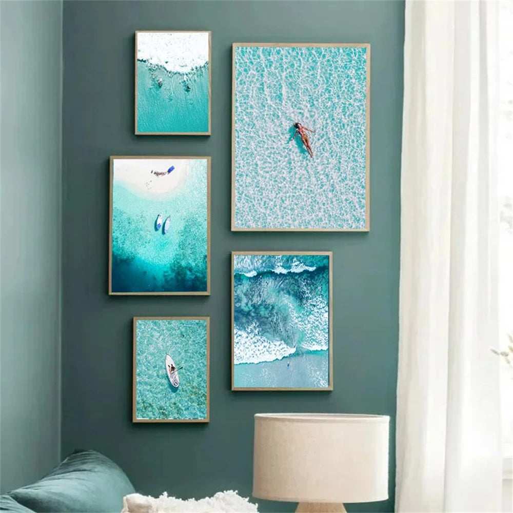 Beach Blue Ocean Wave Sea Water Surf Posters And Prints Coastal Seascape Canvas Painting Wall Art Picture Living Room Home Decor    Your Coastal Marketplace | Shoreshopper.com
