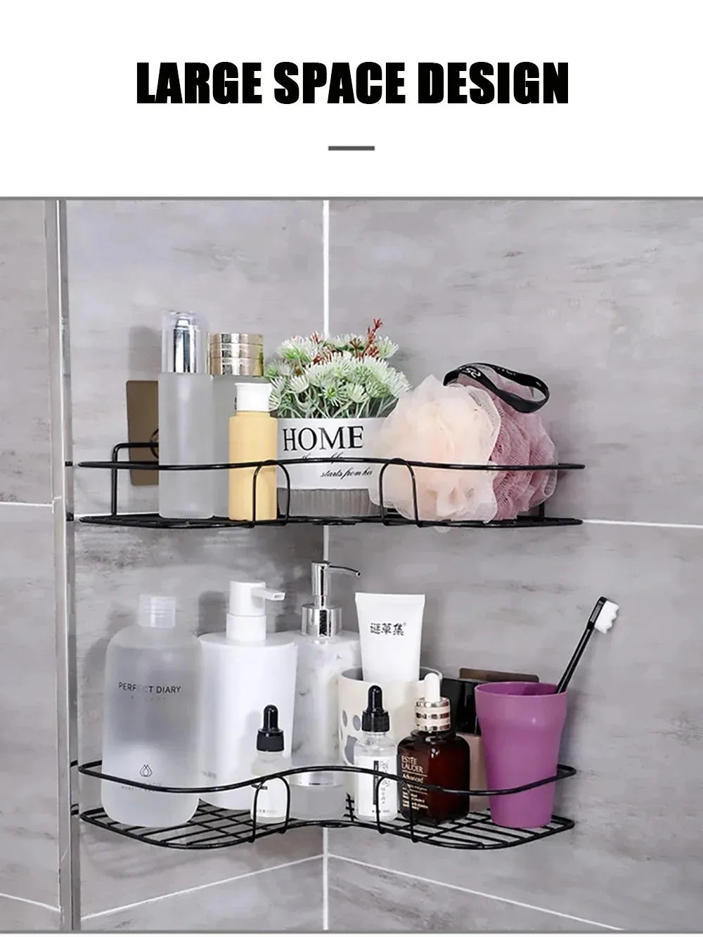 Toilet Storage Rack Bathroom Shelf No-Drill Corner Shelf Shower Wall Mounted Shelf Bracket Bathroom Accessory Organizer Shampoo    Home Decor Supply | Online Retail | ShoreShopper.com