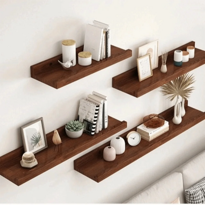 Space Saving Wooden Floating Shelf Minimalist Style Decorative Display Stand Rustic Bookshelf Organizer Living Room    Home Decor Supply | Online Retail | ShoreShopper.com