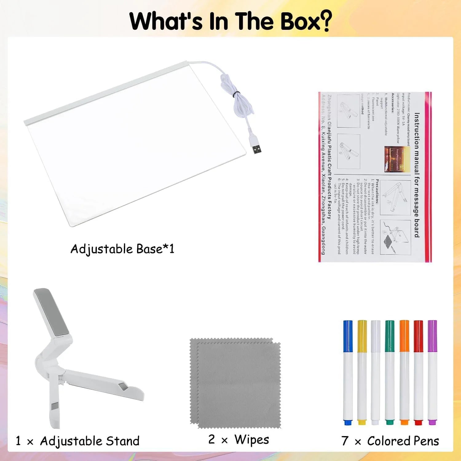 LED Note Board With Night Light 7 Colors Pen Acrylic Message Board DIY Children‘s Illuminated Drawing Board Kids Birthday Gift - ShoreCo.Shop