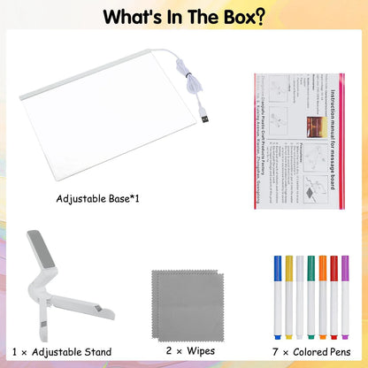 LED Note Board With Night Light 7 Colors Pen Acrylic Message Board DIY Children‘s Illuminated Drawing Board Kids Birthday Gift - ShoreCo.Shop