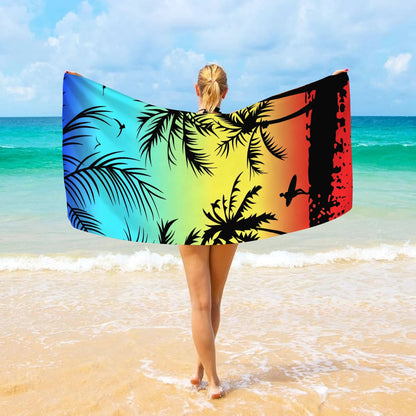 1pc tropical plant printed large beach towel, quick drying absorbent beach towel, swimming, vacation, camping beach towel    Your Coastal Marketplace | Shoreshopper.com
