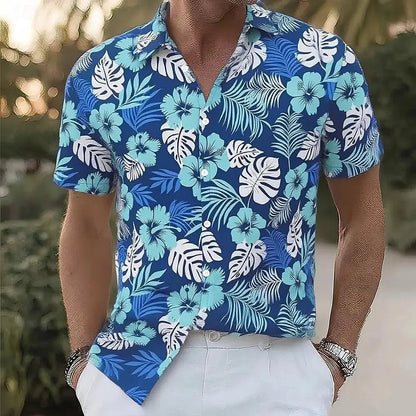 Hawaiian Vacation Beach Wear Summer Men's Floral Print Tropical Flowers Palm Leaf Summer Hawaiian Shirt Aloha Shirt Short Sleeve    Your Coastal Marketplace | Shoreshopper.com