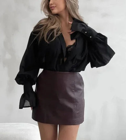 Women's Shirt Long Sleeve Turn-down Collar Sexy See-through Loose Button Women Shirts Beach Style Simple Solid Color Casual Tops    Your Coastal Marketplace | Shoreshopper.com