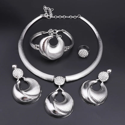 Dubai Jewelry Set For Women Silver Plated Luxury Necklace Earrings Bracelet And Ring Set Jewelry For Wedding Party Trending ﻿    Home Decor Supply | Online Retail | ShoreShopper.com