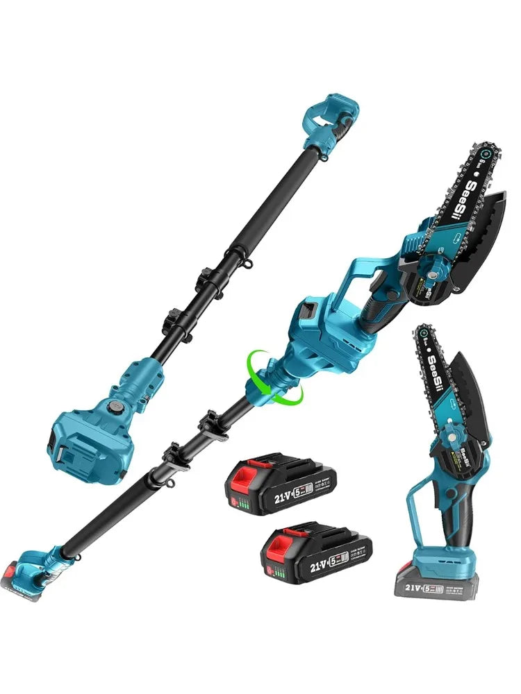 Seesii 6'' Brushless Electric Chainsaw 2 IN 1 Tree Trimming Branch Pruner Cutting Power Tools - ShoreCo.Shop
