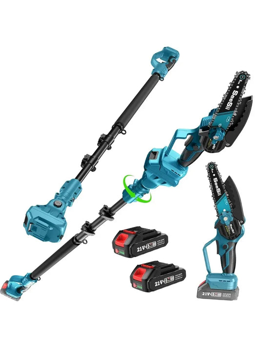 Seesii 6'' Brushless Electric Chainsaw 2 IN 1 Tree Trimming Branch Pruner Cutting Power Tools - ShoreCo.Shop