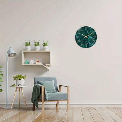 Creative Stylish Dark Green Marble Texture Pattern Tempered Glass Wall Clock Living Room Bedroom Kitchen Home Decoration Wall Clock Silent Quartz Clock Holiday Gift 12 Inches 14 Inches 16inch (Without Batteries)    Home Decor Supply | Online Retail | ShoreShopper.com