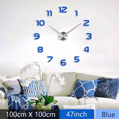 Fashion 3D Mediterranean style big size blue wall clock mirror sticker DIY brief living room decor meetting room wall clock    Home Decor Supply | Online Retail | ShoreShopper.com