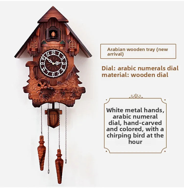 Wooden Handcrafted Cuckoo Clock for Wall with Cuccu Chimes and Swing Pendulum for Home Nordic  Decor Solid Wood Cuccu Watch    Home Decor Supply | Online Retail | ShoreShopper.com