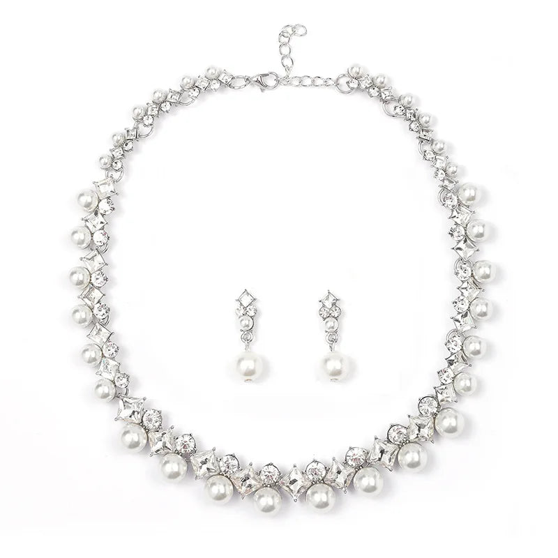 New pearl gemstone jewellery woman necklace set for women jewelry sets light luxury Women's earrings lock bone chain alloy    Home Decor Supply | Online Retail | ShoreShopper.com