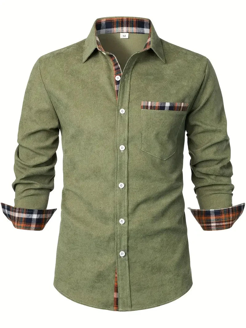 Men's shirt checkered striped geometric lapel street print long sleeved clothing fashionable streetwear designer casual    Home Decor Supply | Online Retail | ShoreShopper.com