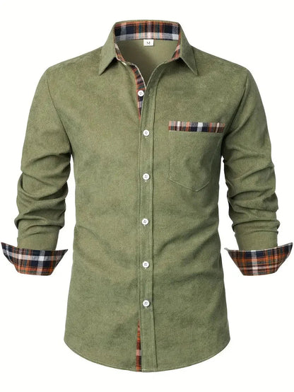 Men's shirt checkered striped geometric lapel street print long sleeved clothing fashionable streetwear designer casual    Home Decor Supply | Online Retail | ShoreShopper.com