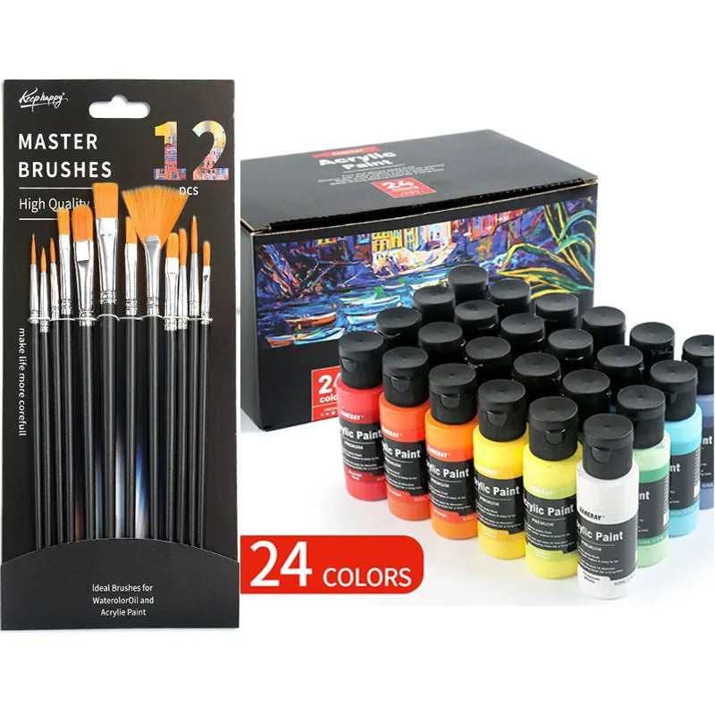 24-Color 60ML Acrylic Paint Set Student Art DIY Graffiti Hand-Painted Spray Paint for Creative Painting Projects    Home Decor Supply | Online Retail | ShoreShopper.com