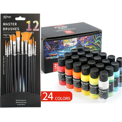 24-Color 60ML Acrylic Paint Set Student Art DIY Graffiti Hand-Painted Spray Paint for Creative Painting Projects    Home Decor Supply | Online Retail | ShoreShopper.com