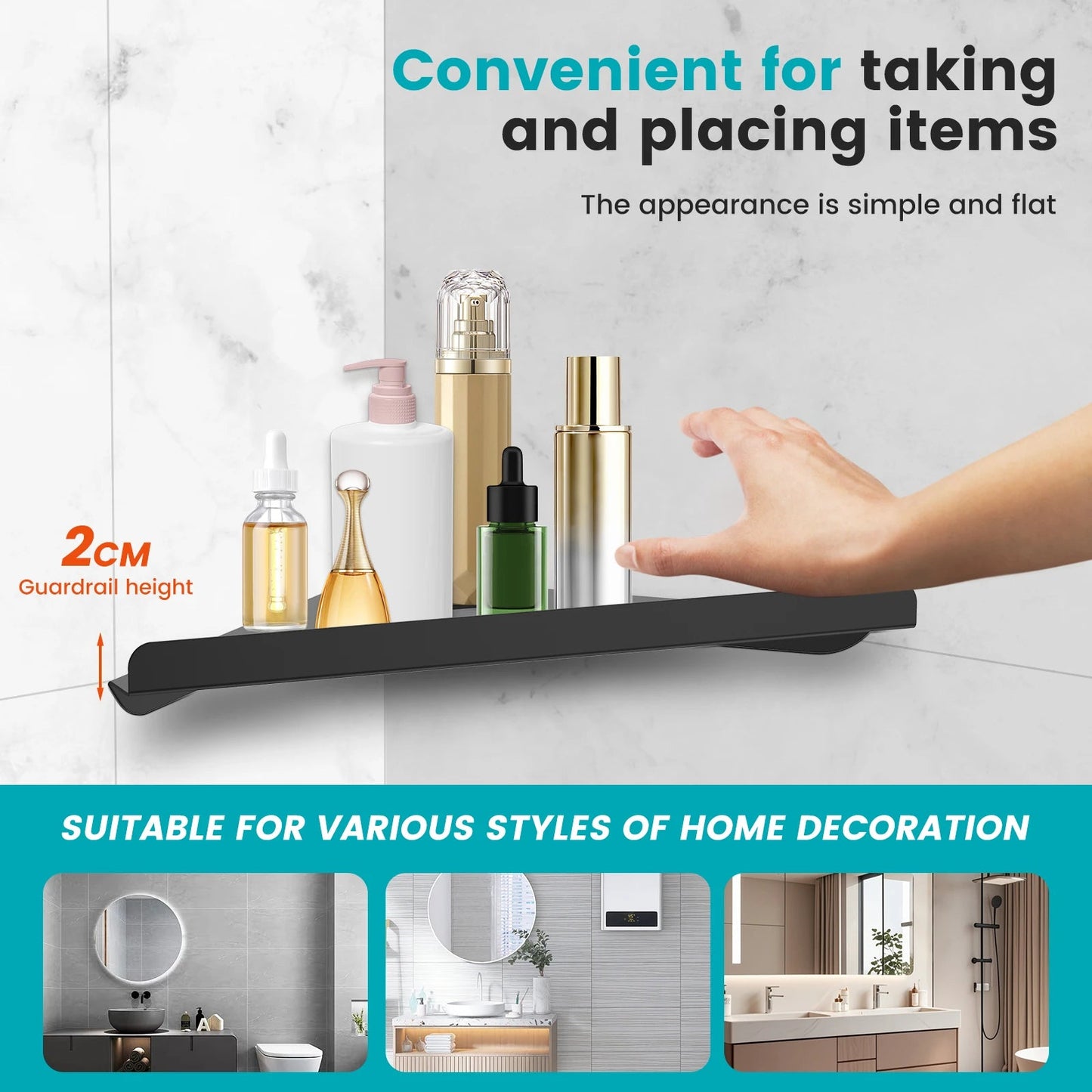 Wall Mount Shower Corner Shelf No-drill 304 Stainless Steel Corner Shampoo Body Wash Storage Organizer for Bathroom Glass Shelf    Home Decor Supply | Online Retail | ShoreShopper.com