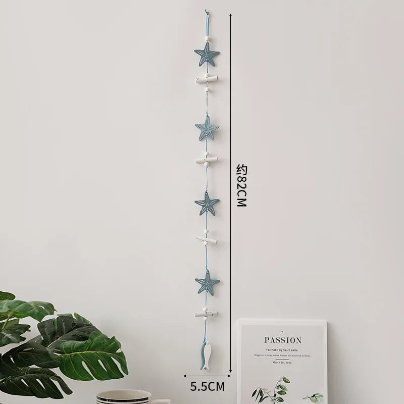 Wall Hanging Hand Made Mediterranean Starfish Hung Fish Nautical Decor Hang Wood Marine Pendant for Home Decoration קישוטי קיר    Your Coastal Marketplace | Shoreshopper.com