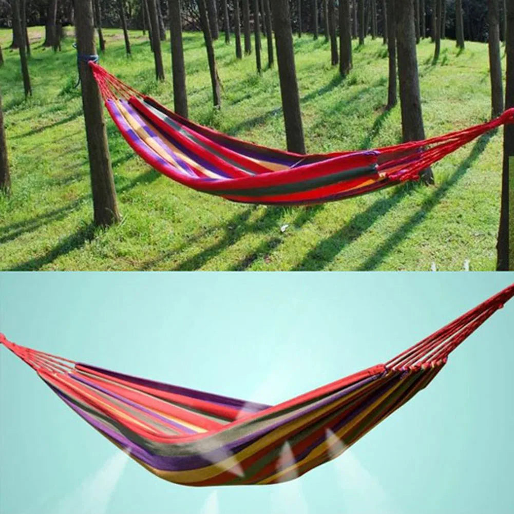 1-2 Person Cotton Rainbow Hanging Bed 264lbs Capacity Fabric Hammock with Tree Straps Portable for Outdoor Indoor with Carry Bag    Home Decor Supply | Online Retail | ShoreShopper.com