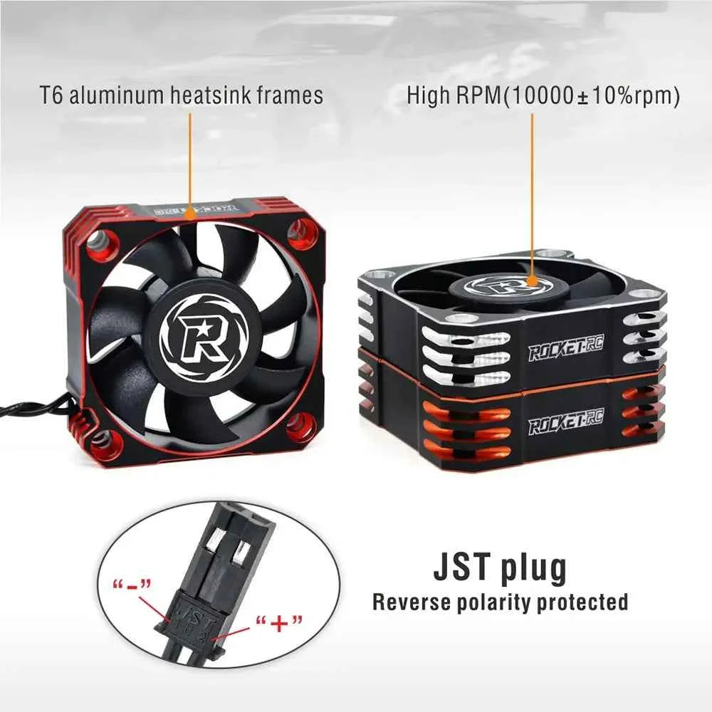 ROCKET-RC 25/30/35/40/50mm V2 Metal Cooling Fan 32000/28000/21000/16000/10000RPM for 1/8 1/10 1/12 RC Car 540/550/3650 Motor ESC