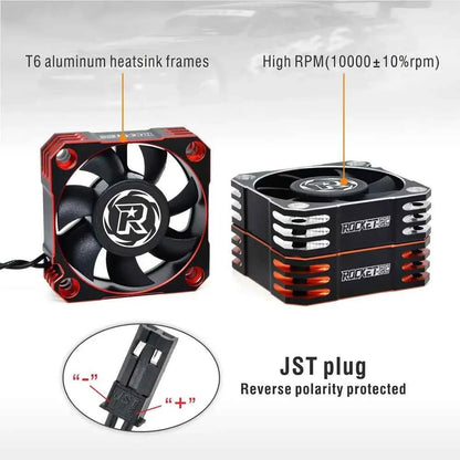 ROCKET-RC 25/30/35/40/50mm V2 Metal Cooling Fan 32000/28000/21000/16000/10000RPM for 1/8 1/10 1/12 RC Car 540/550/3650 Motor ESC
