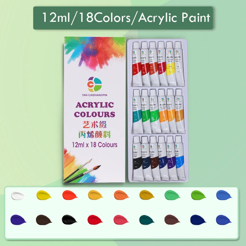 12/18/24/36 Colors Acrylic Paint Set Art Supplies акриловые краски 야광도료 for Artist On Metal Plastic Ceramic Leather Wood Glass    Home Decor Supply | Online Retail | ShoreShopper.com
