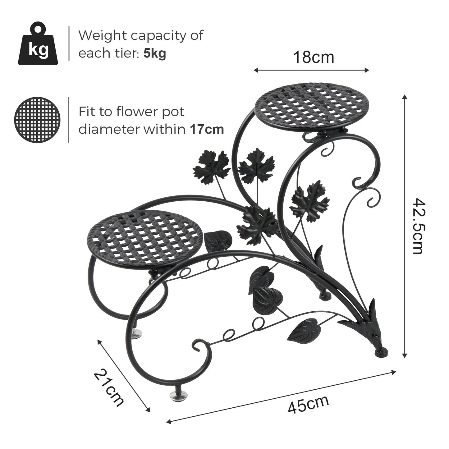 2 PCS Metal Plant Stand Heart-shape Flower Pot Display Holder Garden Support    Home Decor Supply | Online Retail | ShoreShopper.com