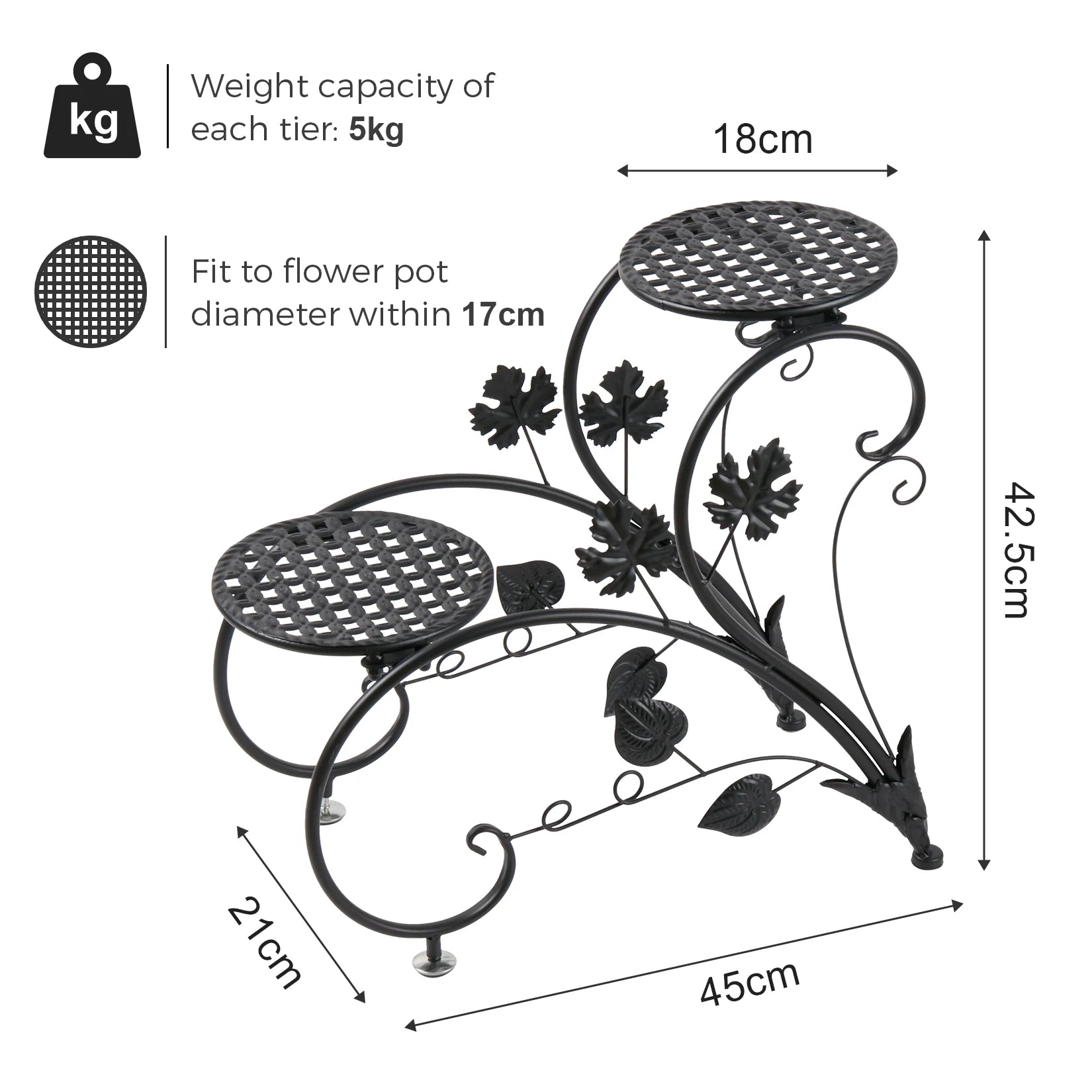 2 PCS Metal Plant Stand Heart-shape Flower Pot Display Holder Garden Support    Home Decor Supply | Online Retail | ShoreShopper.com
