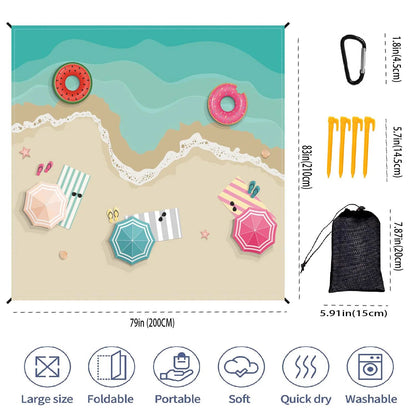 Beach Blanket Super Large 79 x 83 Inch Sandproof Waterproof Soft Comfortable Material Light Weight Portable for Beach Outdoor    Your Coastal Marketplace | Shoreshopper.com