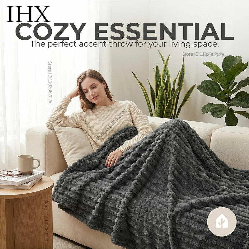 IHX Solid Color Imitation Rabbit Plush Milk Plush Thickened Thermal Leisure Home Blanket Office Nap Blanket, Custom Blanket Size    Your Coastal Marketplace | Shoreshopper.com