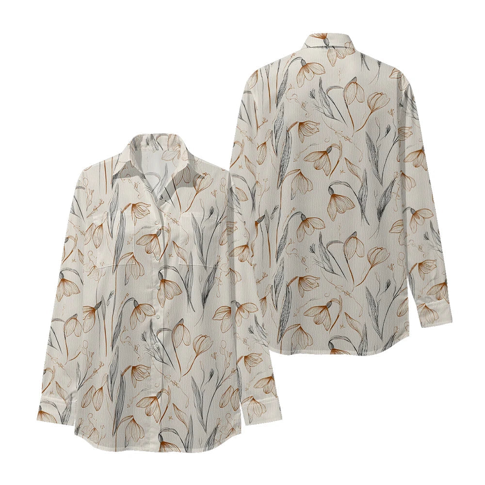 Women Luxury Floral Shirt Gradient Printed Blouse Elegant Button Up Long Sleeve Shirt for Office Casual Spring Summer Trend    Your Coastal Marketplace | Shoreshopper.com
