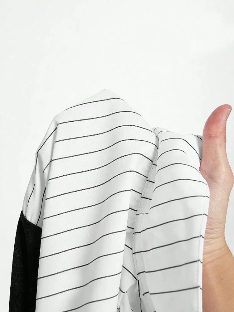 Women Elegant Striped Shirt Business Casual Office Blouse with Lapel Spliced Design Fashion Slim Fit Work Shirt    Your Coastal Marketplace | Shoreshopper.com