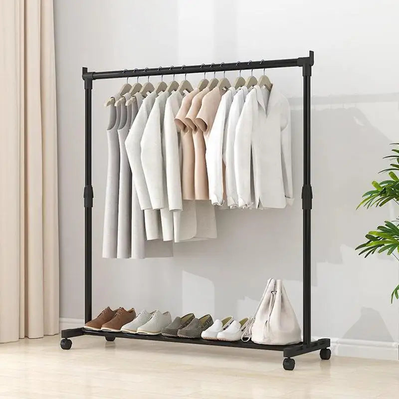 Clothes Rack With Wheels Metal Telescopic Adjustable Laundry Shop Living Room Bedroom Garment Rack Heavy-duty Standing Hanger    Home Decor Supply | Online Retail | ShoreShopper.com