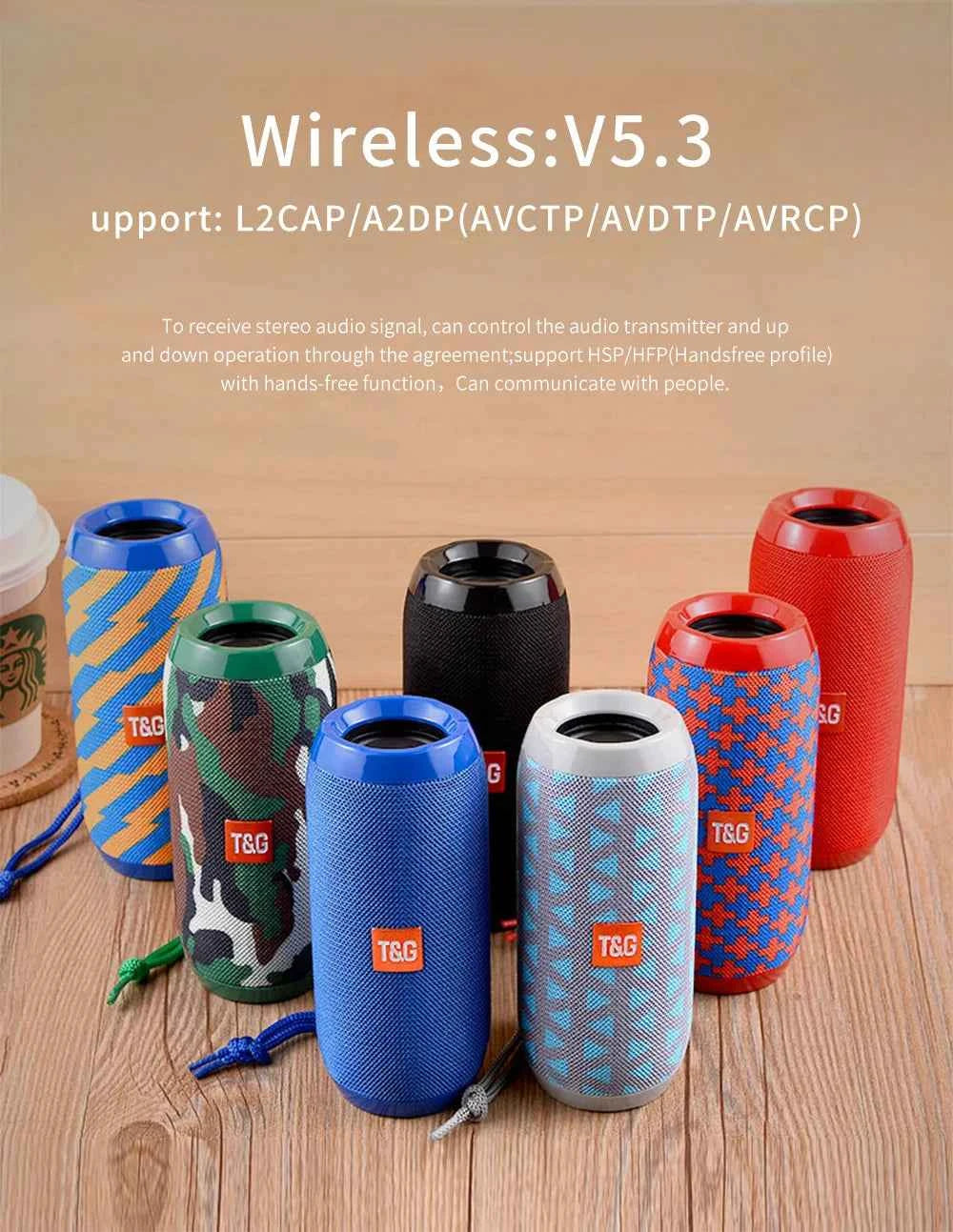 Bluetooth Speaker T&G TG117 Portable TWS Sound Box Waterproof Loudspeaker Outdoor Stereo Surround Speakers Support TF FM Radio