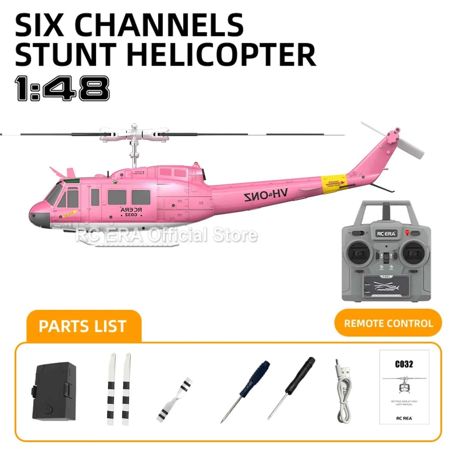 RC ERA Weathered Marine C032 UH1Huey One Click Inverted Flight TOF Optical Flow Gyro Stabilized RC Helicopter for Adults