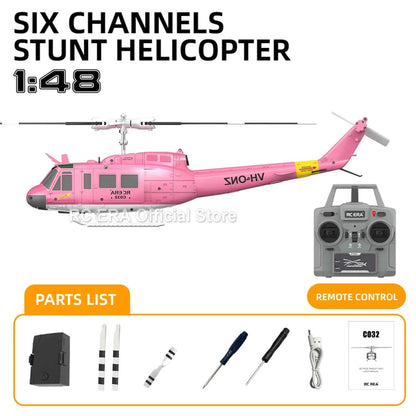 RC ERA Weathered Marine C032 UH1Huey One Click Inverted Flight TOF Optical Flow Gyro Stabilized RC Helicopter for Adults
