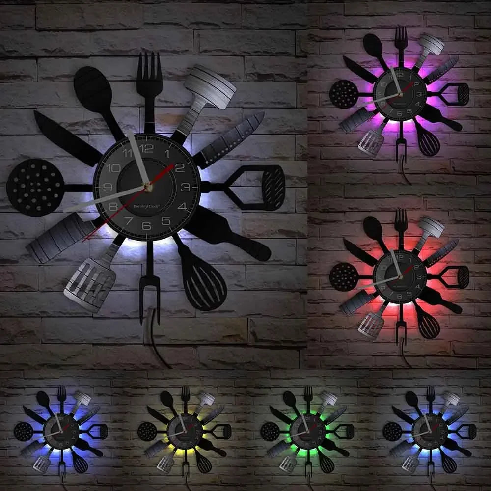 The Kitchen The Heart Of The Home Inspired Vinyl Record Clock Modern Design Vinyl Wall Watch Kitchen Decor Noiseless Timepieces    Home Decor Supply | Online Retail | ShoreShopper.com