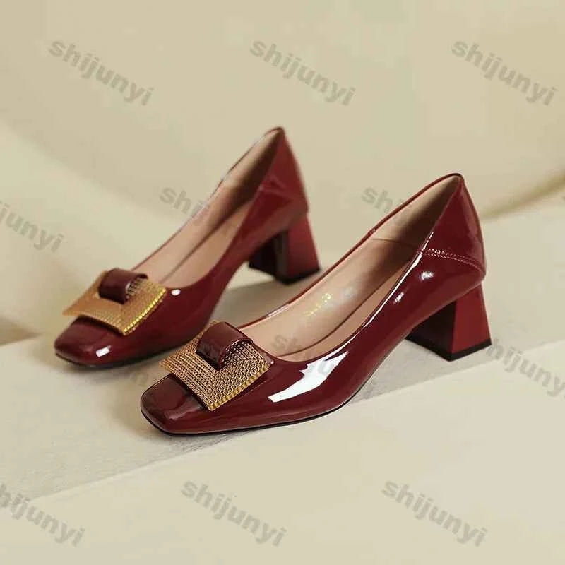 Women's Shoes 2025 New Summer Thick Heels Non Slip High Heels Women Square Head Elegant Middle Wedding Pumps High Quality