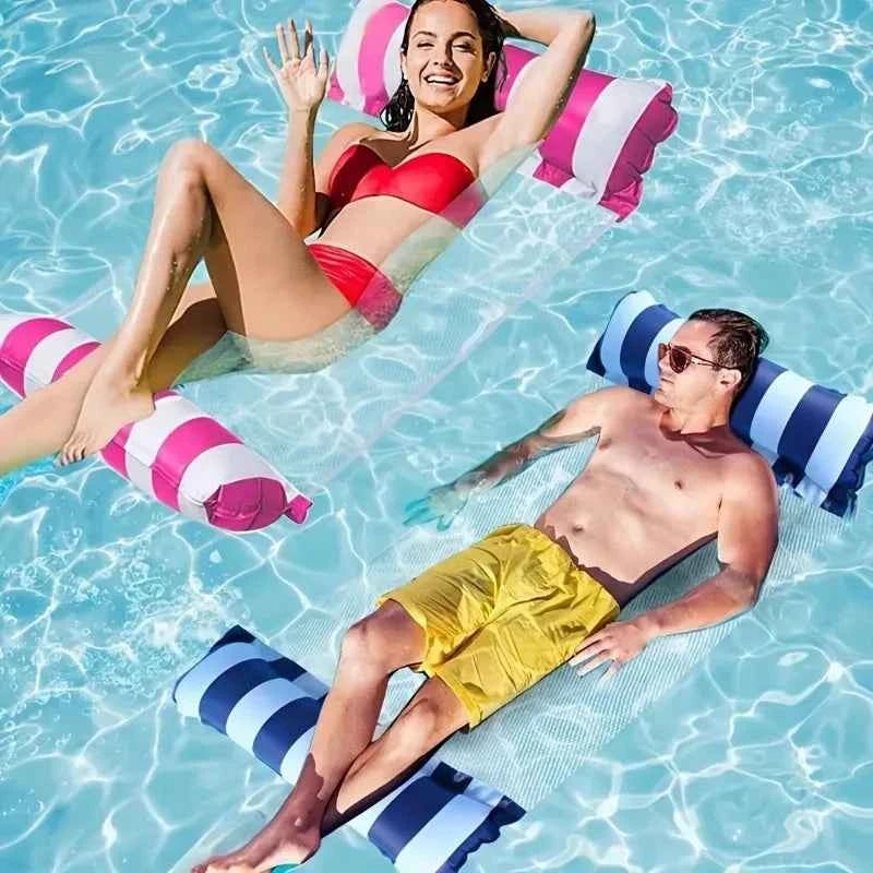 Swimming Pool Loungers, Inflatable Float Beds, Foldable Striped Swimming Floats, Pool Parties, Beach Accessories
