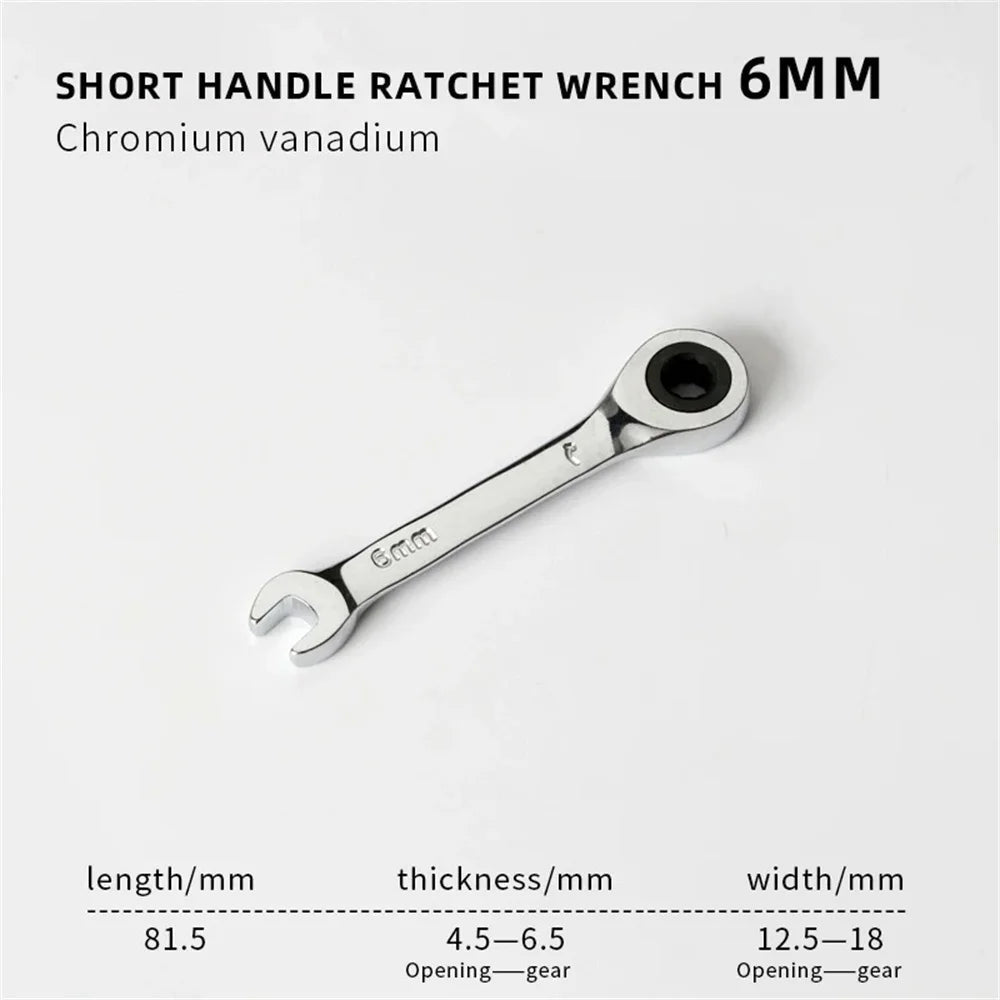 6-19mm Short Handle Quick Ratchet Wrench 72 Teeth Multi Functional Portable Short Dual-use Plum Blossom Small Wrench Hand Tools    Home Decor Supply | Online Retail | ShoreShopper.com
